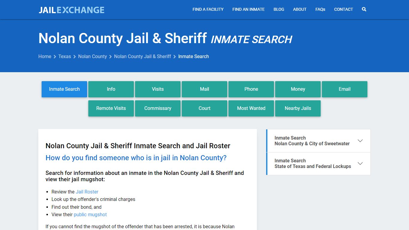 Inmate Search: Roster & Mugshots - Nolan County Jail & Sheriff, TX